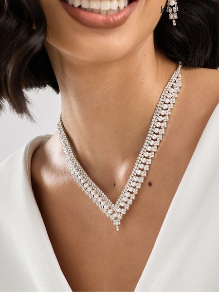 Jon Richard Silver Pearl And Crystal V Necklace (N20351) | € 47