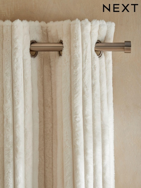 Natural Faux Fur Polar Eyelet Lined Curtains (N20354) | €74 - €168