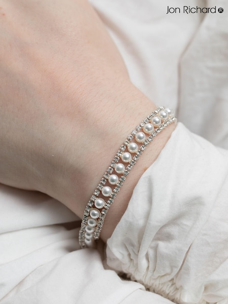 Jon Richard Silver Tone Pearl And Crystal Bracelet (N20384) | € 39