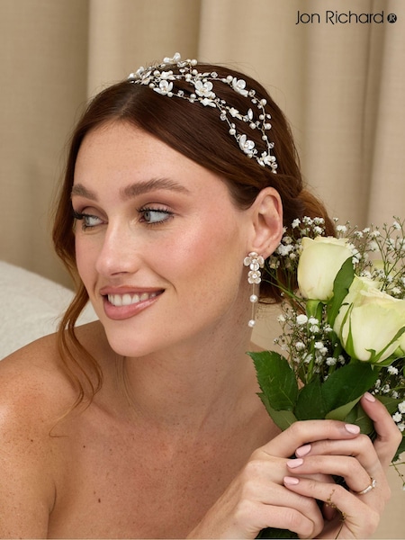Jon Richard Gold Tone Floral And Freshwater Pearl Linear Earrings (N20434) | €33