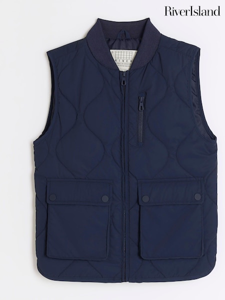 River Island Blue Quilted Bomber Gilet (N20734) | €17.50 - €21.50