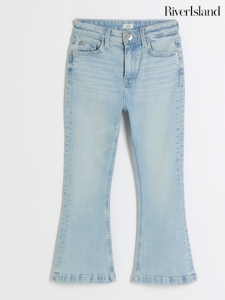 River Island Blue Girls Light Wash Flare 100% Cotton Jeans (N20810) | AED122 - AED146