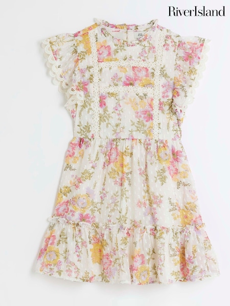 Hellrosa - River Island Mini Girls Floral Chiffon Dress (N20817) | 17 € - 22 €