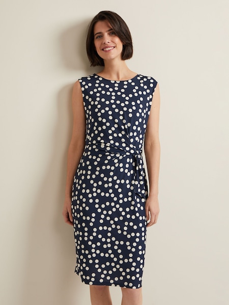 Phase Eight Blue Josey Jersey Spot Bodycon Midi Dress (N20860) | €126