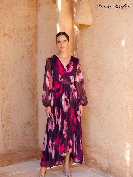 Phase Eight Purple Petite Isadora Rose Printed Maxi Dress (N20861) | €114
