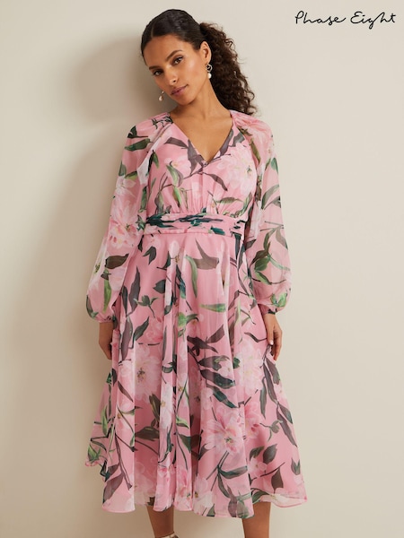 Phase Eight Pink Petite Petite Lina Printed Midi Dress (N20897) | €51