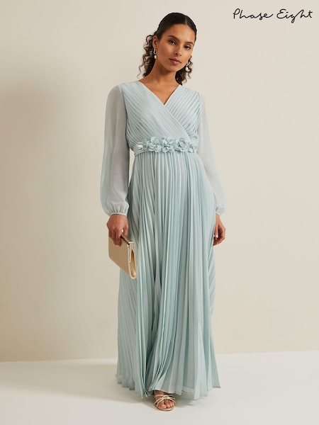 Phase Eight Blue Petite Alecia Pleat Maxi Dress (N20906) | 935 QAR