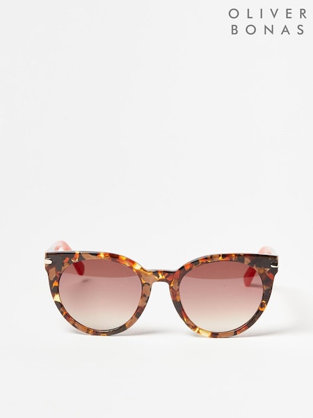 Oliver Bonas Multi Cat Eye Faux Fur Tortoiseshell Acetate Sunglasses (N21011) | 136 QAR
