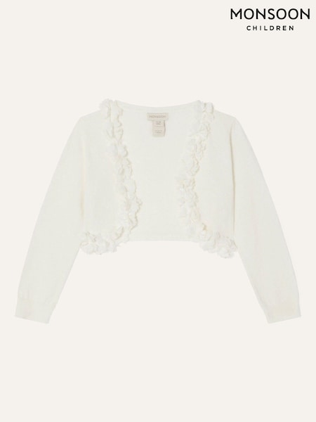 Monsoon Natural 3D Floral 100% Cotton Trim Cardigan (N21038) | OMR14 - OMR16