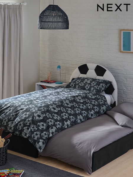 Black and White Soft Cosy Boucle Kids Football Upholstered Trundle Bed Frame (N21043) | €700