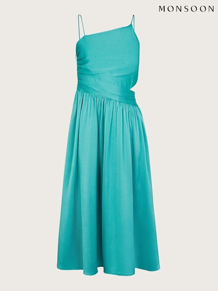 Monsoon Blue Satin Cut-Out Prom Dress (N21072) | 138 QAR - 151 QAR