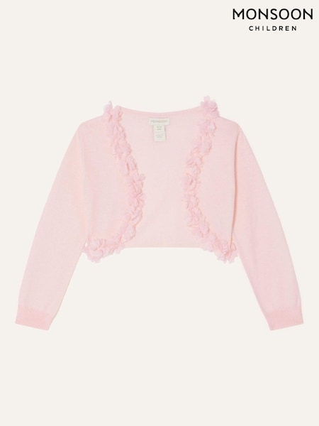 Monsoon Pink Baby 3D 100% Cotton Floral Trim Cardigan (N21073) | kr328 - kr357