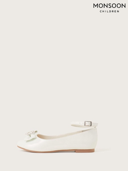Monsoon White Tilla Heart Ballet Flats (N21078) | €18 - €20