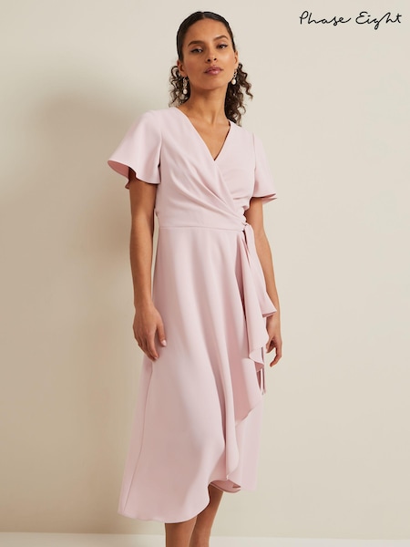 Phase Eight Pink Petite Petite Julissa Frill Wrap Dress (N21100) | 638 QAR