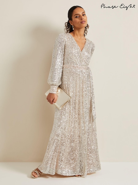 Phase Eight Metallic Petite Amily Sequin Maxi Dress (N21108) | €167