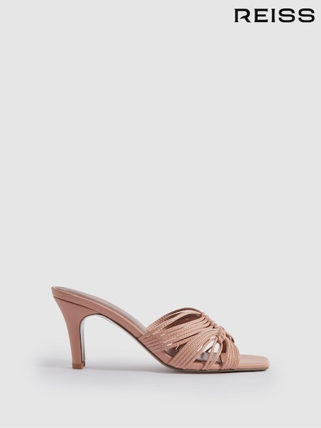 وردي فاتح - Reiss Harriet Leather Knot Detail Mules (N21220) | ‏1,138 د.إ.‏