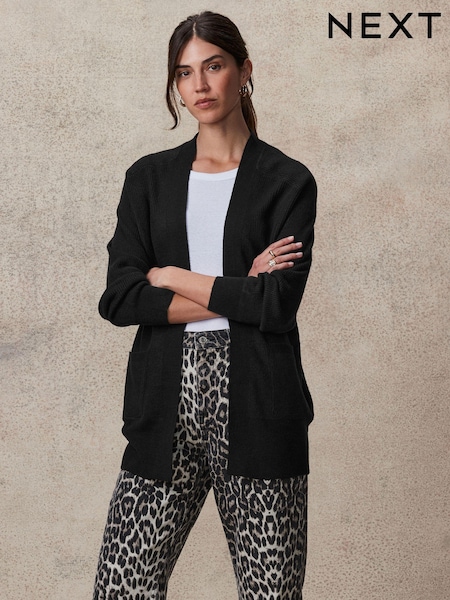 Black Soft Touch Cosy Knit Longline Cardigan (N21291) | INR 3,543