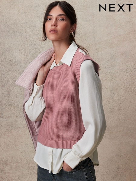 Blush Pink Gem Button Shirt Layer Jumper (N21306) | €28