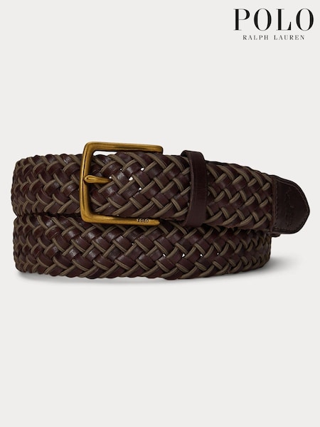 Brown - Regular Polo Ralph Lauren Leather Braided Belt