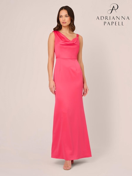 Adrianna Papell Pink Asymmetric Satin Crepe Gown (N21483) | €136