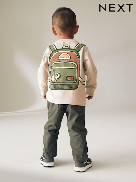Natural 100% Cotton Long Sleeve Printed Backpack T-Shirt (3mths-7yrs) (N21511) | €15 - €17