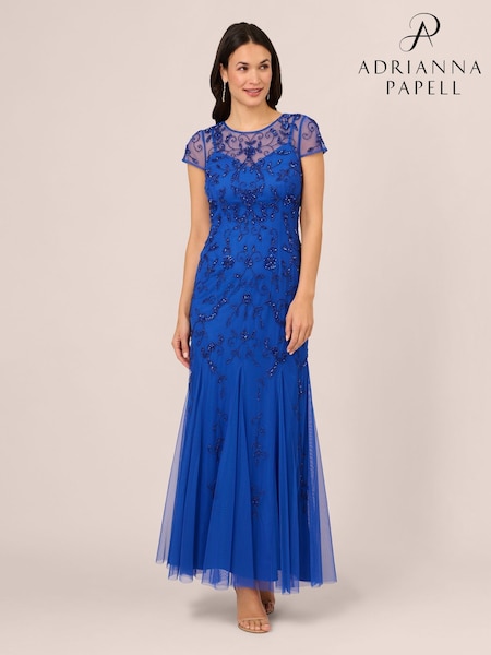 Adrianna Papell Blue Studio Bead Mesh Godet Gown (N21513) | 10,154 UAH