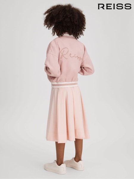 Pink - Reiss Remi Colourblock Varsity Bomber Jacket