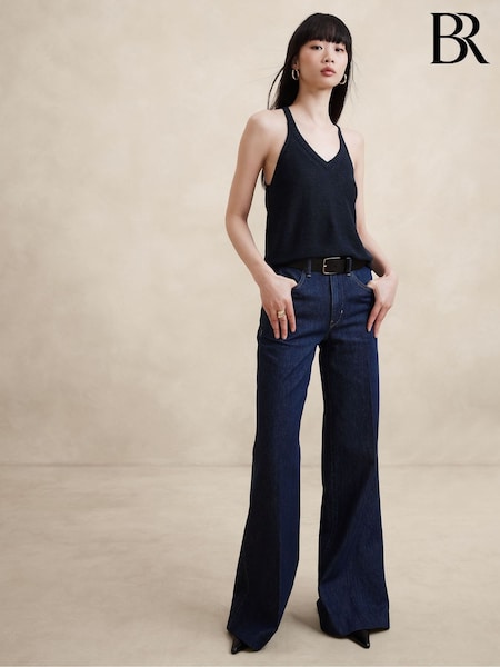 Banana Republic Navy/Blue Teia Linen Tank Top (N21555) | €20.50