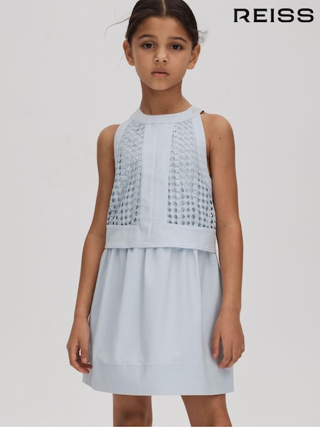 Reiss Blue Eden 4-9 yrs Embroidered Halter Neck Dress (N21556) | €45