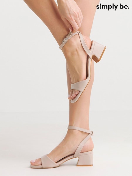Simply Be Natural Barely There on Low Block Heels in Extra Wide Fit (N21600) | 144 QAR