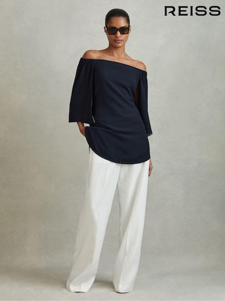 Reiss Navy Alexis Off-The-Shoulder Tunic (N21643) | 1,088 QAR