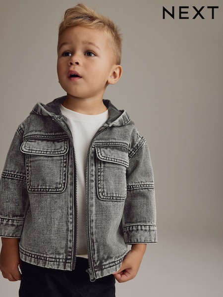 Harmaa - 100% Cotton Denim Shacket (3mths-7yrs) (N21647) | €17 - €19
