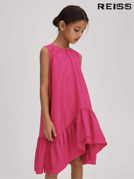 Reiss Bright Pink Cherie 9-13 yrs Layered High-Low Dress (N21699) | AED583