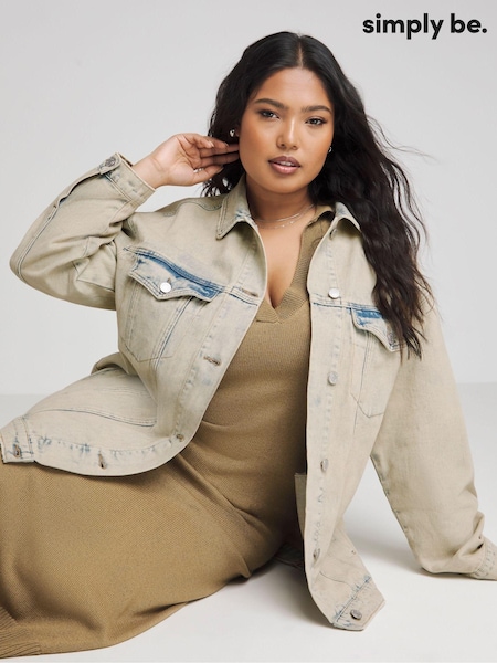 Simply Be Natural Boyfriend Vintage Wash Denim Jacket (N21707) | €21