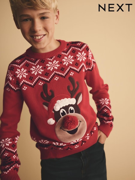 Reindeer 100% Cotton Christmas Jumper (3-16yrs) (N21776) | AED71 - AED88