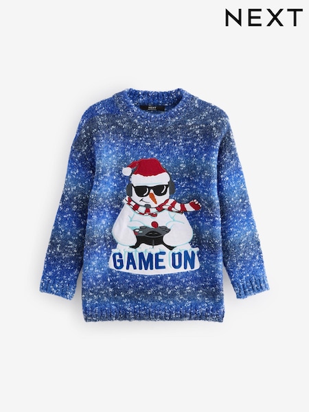 Blue Gaming Snowman 100% Cotton Christmas Jumper (3-16yrs) (N21808) | AED78 - AED95