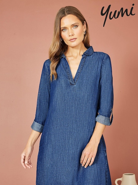 Yumi Blue Chambray 100% Cotton Tunic With Pockets (N21875) | 2,403 UAH