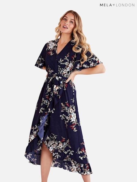 Mela Blue Floral Short Sleeve Maxi Dress (N21876) | €30