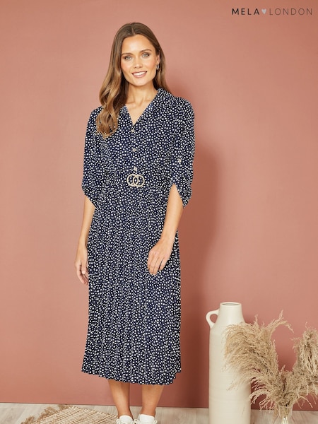 Mela Pleated Skirt Midi Dress With Belt Buckle (N21908) | €10