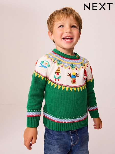 Green Characters Christmas Crew Neck Jumper (3mths-7yrs) (N22053) | €16 - €18