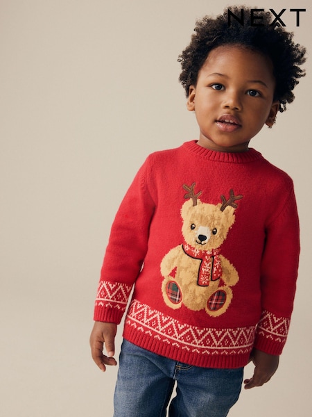Red Bear Christmas Crew Neck Jumper (3mths-7yrs) (N22061) | AED56 - AED63