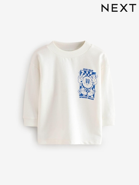 Alb - Tricou cu imprimeu pe spate și mânecă lungă (3luni-7ani) (N22078) | 43 LEI - 55 LEI