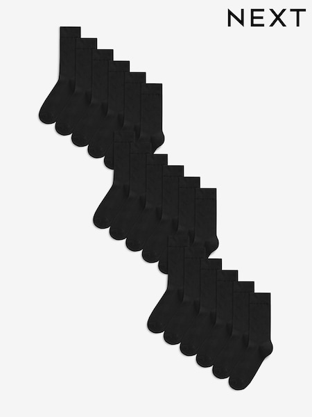 Sort - 18 Pakke - Mens Cotton Rich Black Socks (N22102) | DKK290