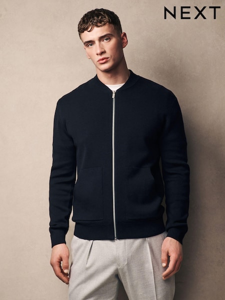 črna - 100% Cotton Premium Knit Bomber Jacket (N22119) | € 29