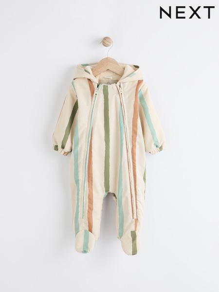 Mineral Stripe Fleece Lined Hooded Zip Pramsuit All-In-One (0mths-2yrs) (N22196) | €25 - €27
