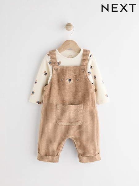 Світло-коричневий - Corduroy 100% Cotton немовля напівкомбінезоні та боді Set (0міс.-2р.) (N22236) | 906 грн - 988 грн