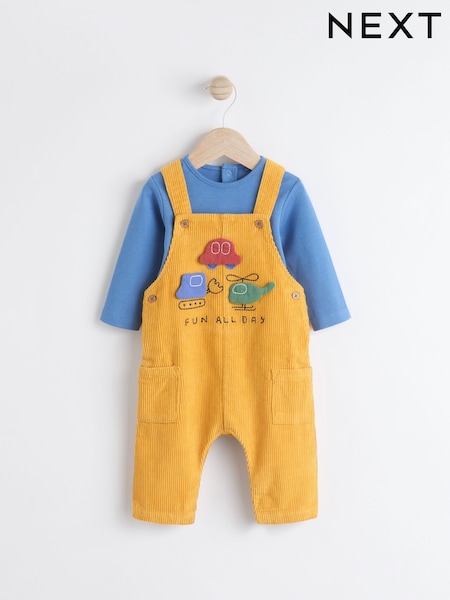 Bright Transport Corduroy 100% Cotton Baby Dungarees and Bodysuit Set (0mths-2yrs) (N22242) | €21 - €23