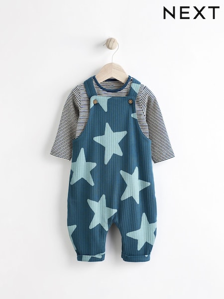 Navy Blue Star Jersey Baby Dungarees And Bodysuit Set (0mths-2yrs) (N22268) | €10.50 - €12