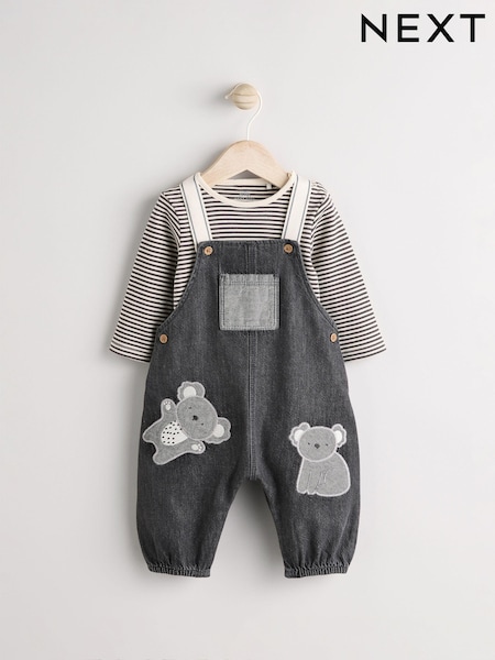Однотонный коала - Baby Denim Dungarees And Bodysuit Set (0mths-2yrs) (N22271) | €20 - €22