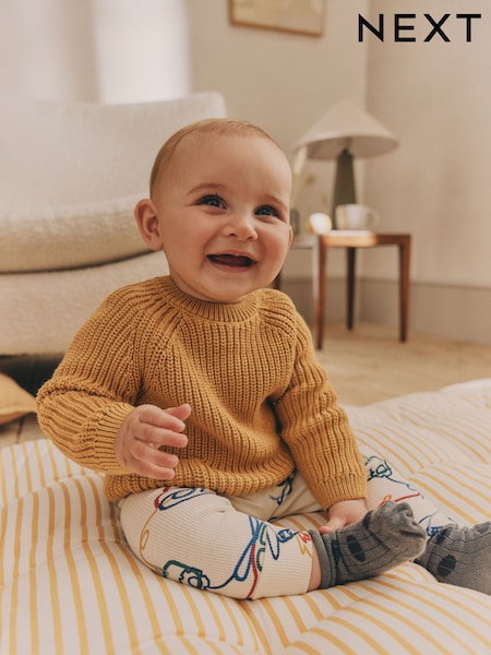 Ochre Yellow Transport Baby Knitted Top and Leggings Set (0mths-2yrs) (N22310) | €27 - €30